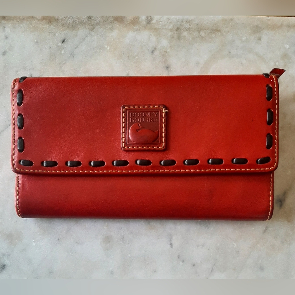 Dooney Bourke Florentine Continental Red Leather Wallet Clutch